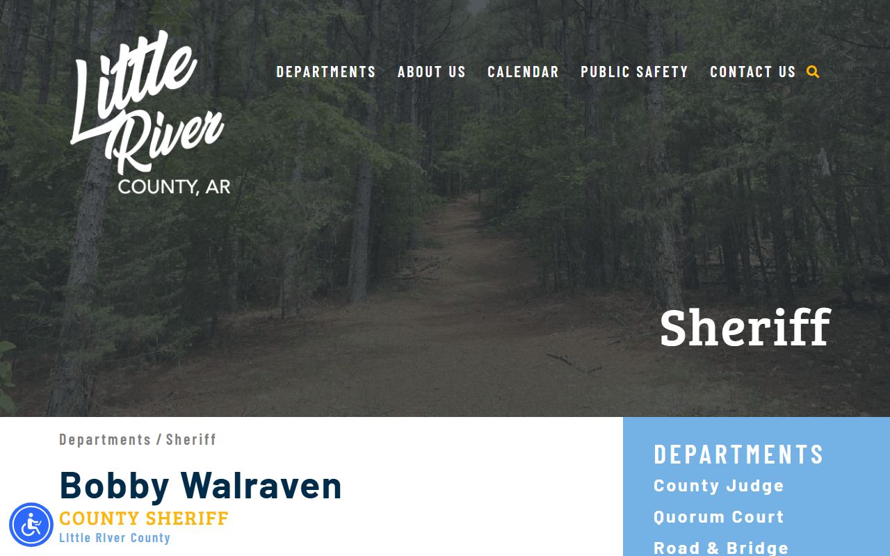 Little River County Jail sheriff page custody contact screenshot